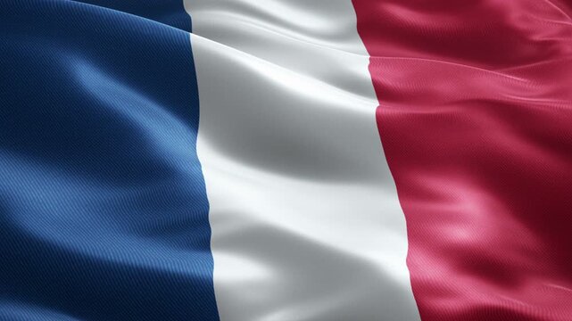 France Flag Seamless Loop Animation, Soccer Event Background, Waving Tricolor