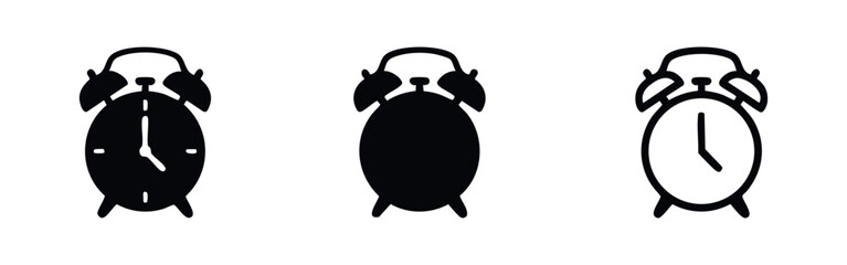 Fototapeta premium Alarm Clock Icon Set. Vector Collection of Time, Wake Up, and Reminder Symbols for Schedule Management