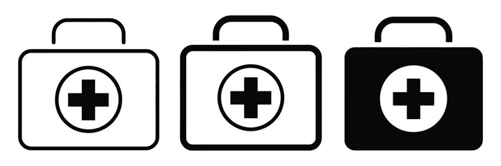 Obraz premium first aid box, medical briefcase, first aid kit bag, and medicine bag, rank titles concept, performance metrics, progress levels, achievement badges, status hierarchy, healthcare, medical service, and