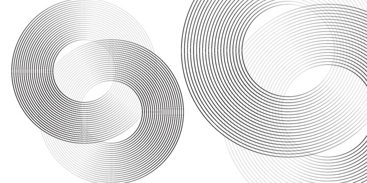 White geometric abstract background overlapping layers on bright space with line effect decoration. Circle style concept modern graphic design element for banner, flyer, card.