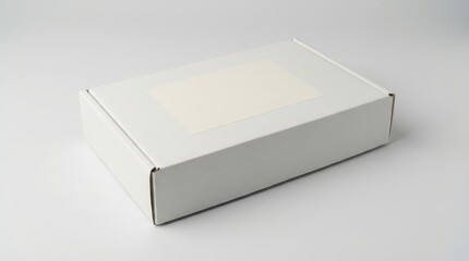 Naklejka premium Minimal white rectangular packaging box mockup with blank label