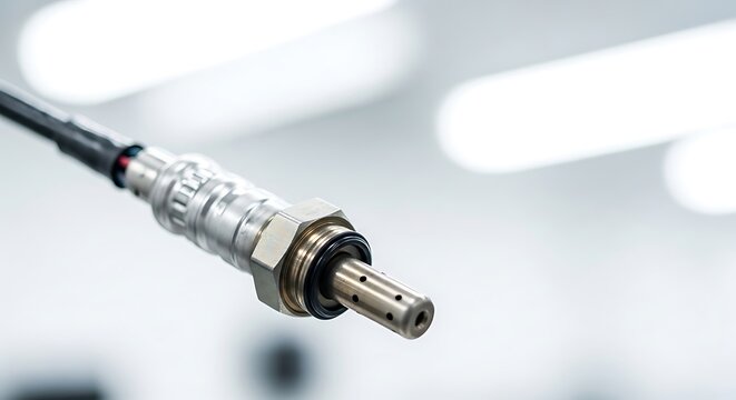 Automotive oxygen sensor component for exhaust system monitoring and emissions control providing vital engine performance data in a technical engineering context and vehicle maintenance