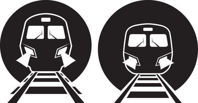 Two train fronts facing each other on train tracks with public transport with train station with train travel with transportation system with train front with train engine with train vehicle