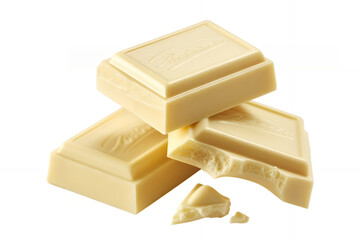 White chocolate bars on white background snack