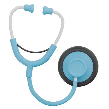 Blue and white stethoscope for medical examination and health care.