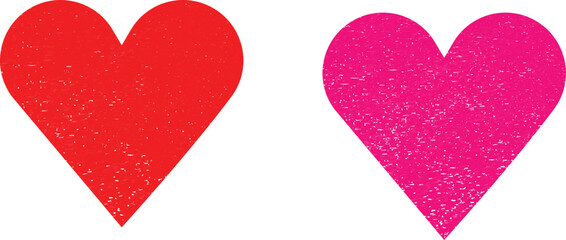 Grunge heart shape set with red and pink love symbols textured romantic valentine design elements © Hand Made