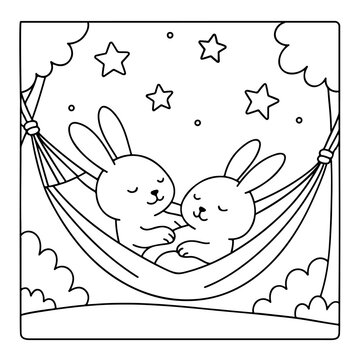 Rabbit Comfy days cute and comfy cozy coloring pages