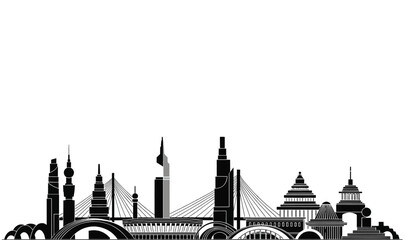 Fototapeta premium Premium Global City Skyline Silhouette - Minimalist Vector Architecture Illustration for Real Estate, Infrastructure Urban Travel Assets