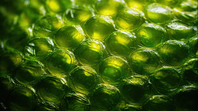 Green bubble wrap texture with logistic use for packaging protection and cushioning to ensure safe delivery and handling of fragile items
