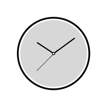 Minimalist grey clock face with black hands showing approximate time
