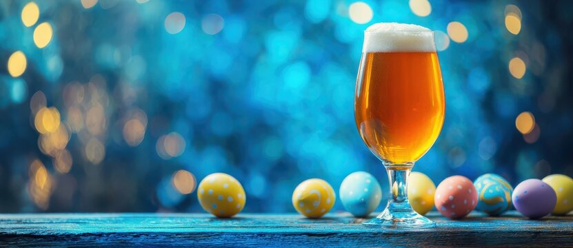 christmas and easter background with a beer glass