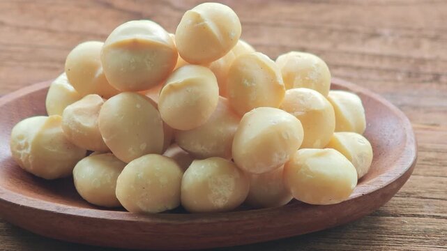 Macadamia nuts on a plate.