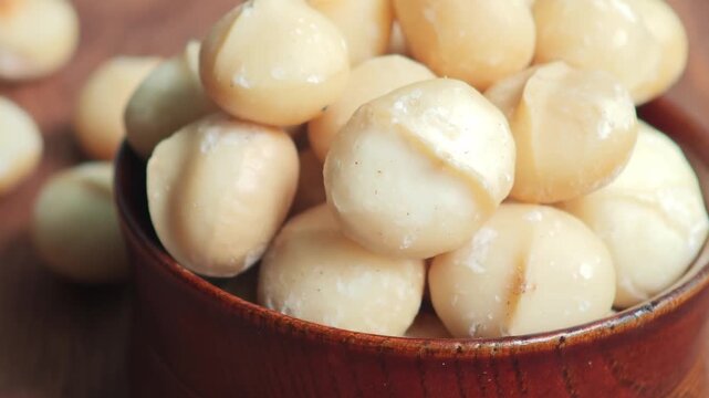 Macadamia nuts on a plate.