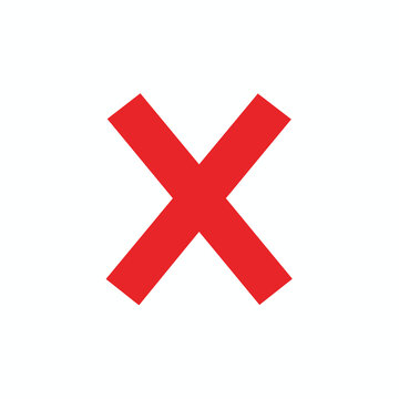 A bold red X mark on a plain white background