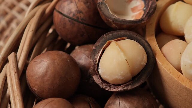 Macadamia nuts in a basket