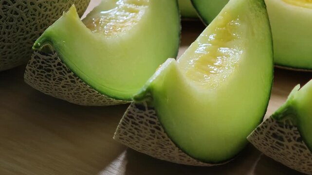 Close-up of a ripe green melon