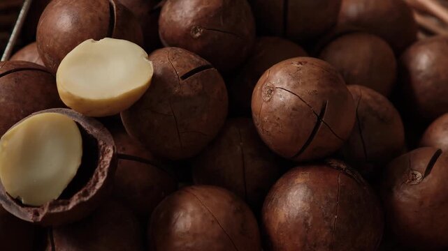Macadamia nuts in a basket