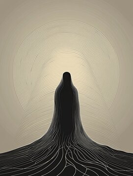 Surreal silhouette of a human figure facing light.
