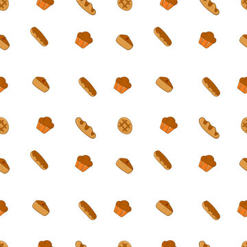 Hand drawn bread seamless pattern, bread pattern in doodle style