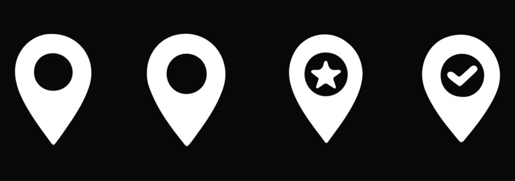 Map pin, location icon, map marker, pushpin, flag, marker, and other icons