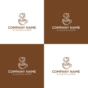 Brown Coffee Cup Logo Design Template.