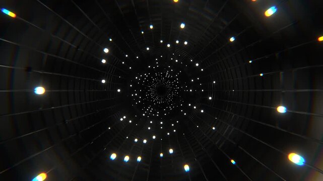 White Elegant Abstract Corridor with Flashing Light Bulbs Background VJ Loop in 4K