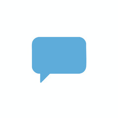 Naklejka premium Flat blue speech bubble icon with rounded corners and a pointed tail