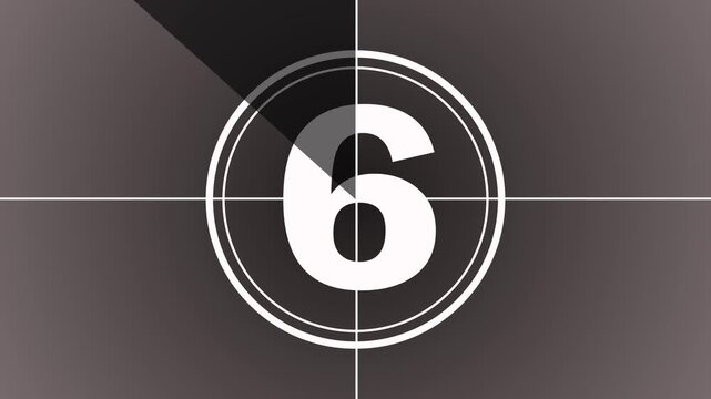 10 seconds from white color vintage film leader countdown animation. Cinema movie reel timer effect screen. countdown from 10 to 0 number old film timer count in retro style