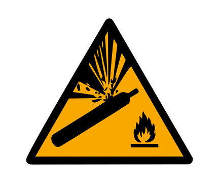 ISO 7010 W029 Warning Pressurized cylinder sign  illustration on transparent background. 
