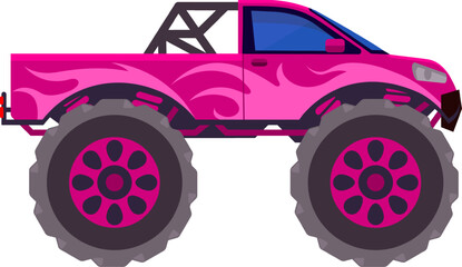 Pink monster truck with large wheels, racing concept © WinWin