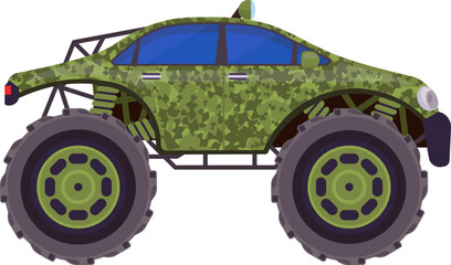 Camouflage monster truck driving challenging off road terrain © WinWin