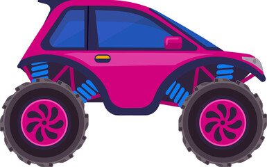 Pink monster truck vector illustration side view © WinWin