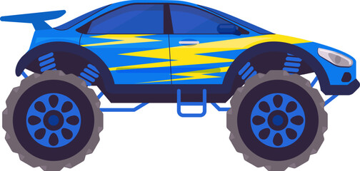 Blue monster truck showing off road power and racing performance © WinWin