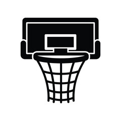 Professional basketball hoop and backboard icon isolated on white, ideal for sports competition branding, athletic training concepts, and team logo design. © jakiyastock