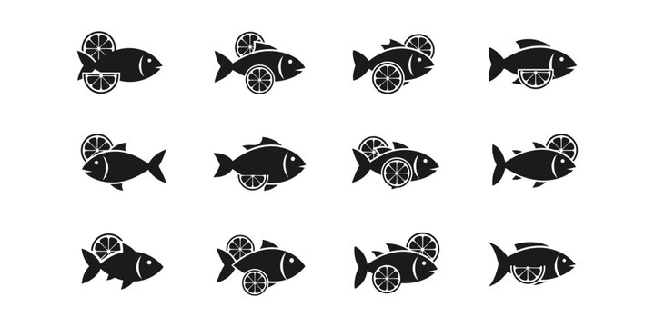 Minimal tuna fish logo collection in clean vector style, suitable for seafood branding, fishing industry, ocean food products, and marine business identity.