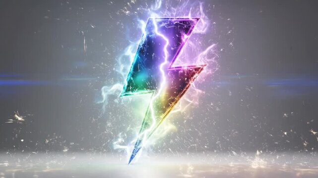 Dynamic lightning bolt animation digital art colorful sparks studio setting creative perspective