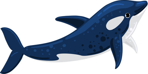 Cartoon killer whale swimming, representing marine life © WinWin