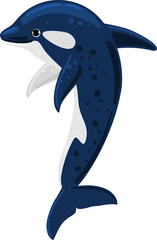 Naklejka premium Playful killer whale character jumping vector illustration