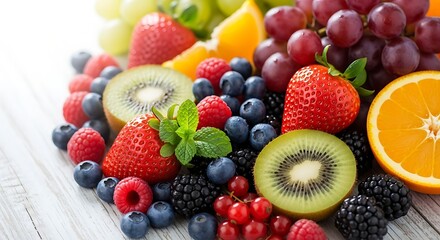 Obraz premium Fresh Fruit Assortment - A Colorful and Healthy Selection.
