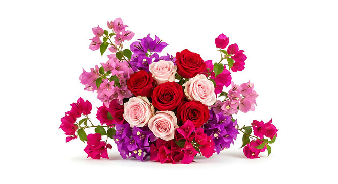 Vibrant bouquet of roses and sweet peas a colorful floral arrangement