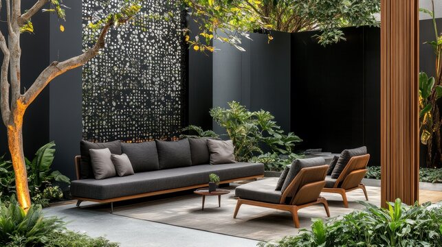 Modern patio furniture and landscaping design