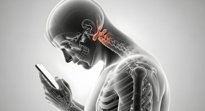 Text Neck Syndrome from Smartphone Use with Skeletal Highlight