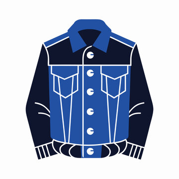 Vector illustration of a blue and black  denim jacket with white outlines