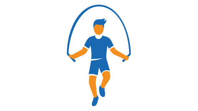 Flat vector illustration of a man jumping rope for fitness and cardio exercise. Minimalist icon of an athlete skipping rope, ideal for sports apps, gym branding, health, and workout designs.