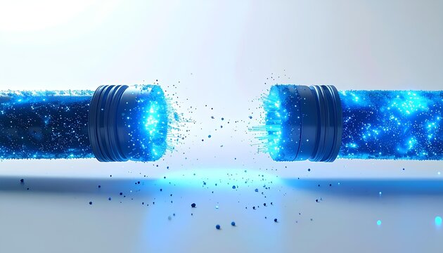 Network latency concept with broken blue cable