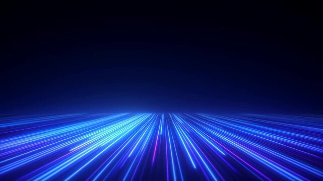 Neon Grid AI perspective grid stretching to horizon with glowing cyan lines and smooth gradient sky concept of digital landscape and futuristic interface