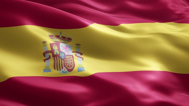 Spain Flag Loop Animation, Football Tournament Background, Seamless Waving Cloth