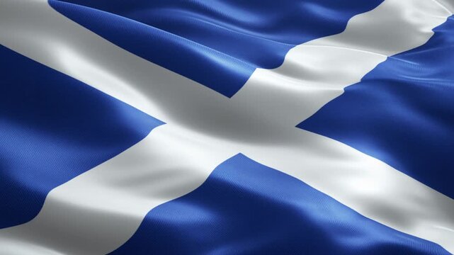 Scotland Flag Seamless Loop Animation, Football Event Background, Waving Saltire