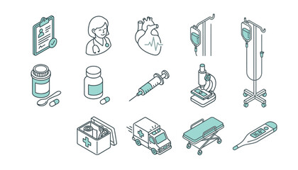 Fototapeta premium Medical icons and healthcare symbols.