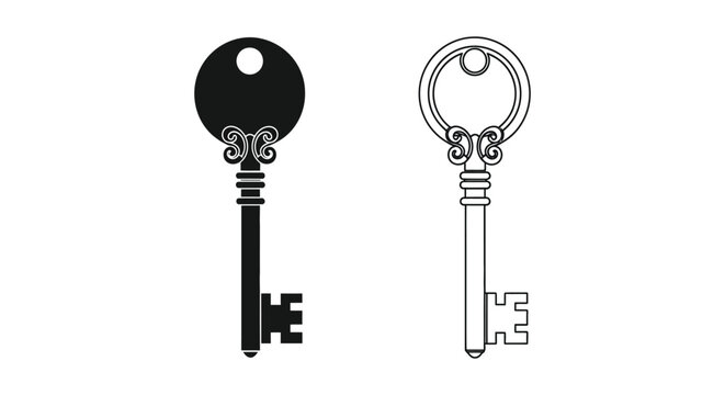 Elegant Key Designs: Minimalist Keys for Home Office & Security Vector